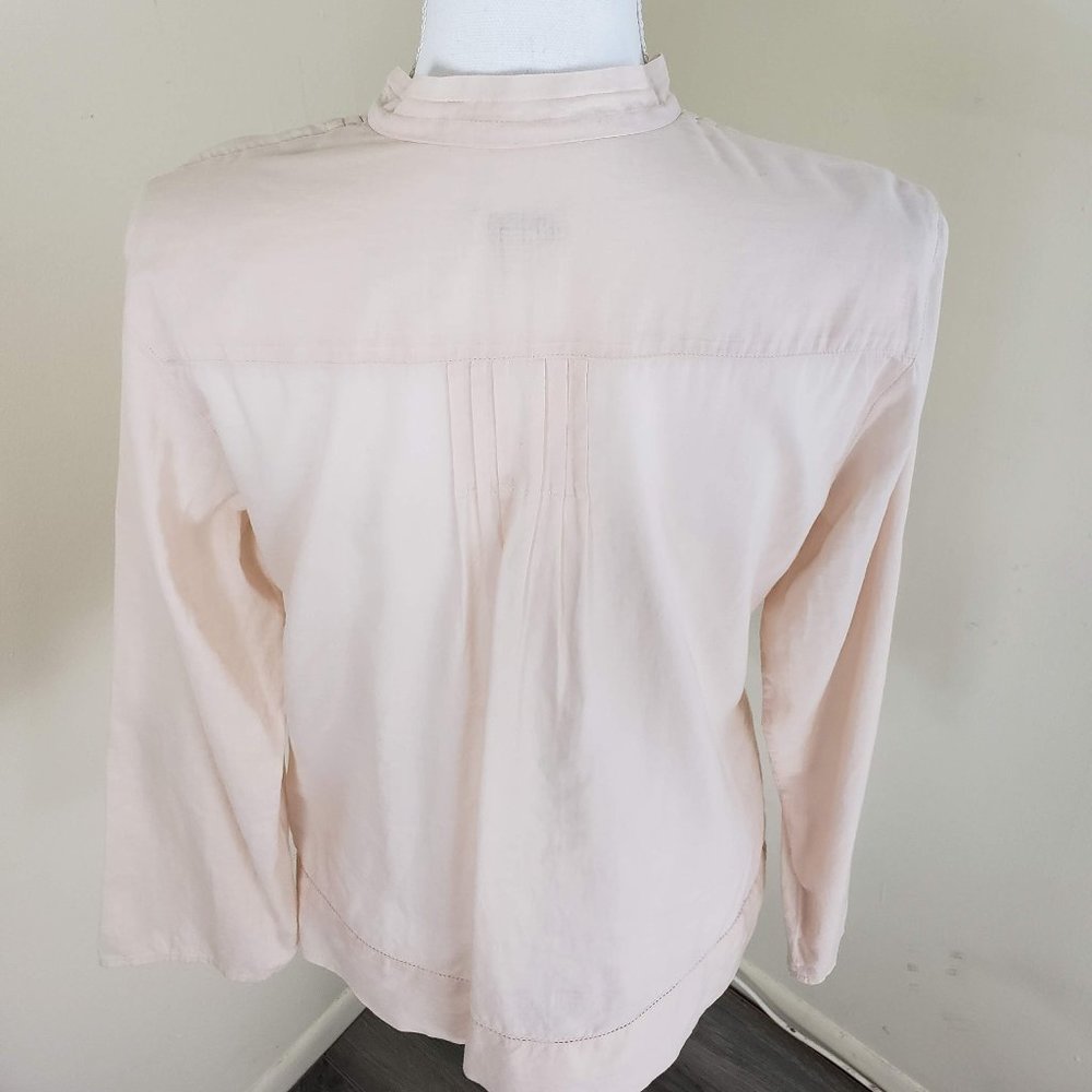 J.Jill Pleated Sheer Pintuck Top Blush Pink Small - Picture 8 of 9